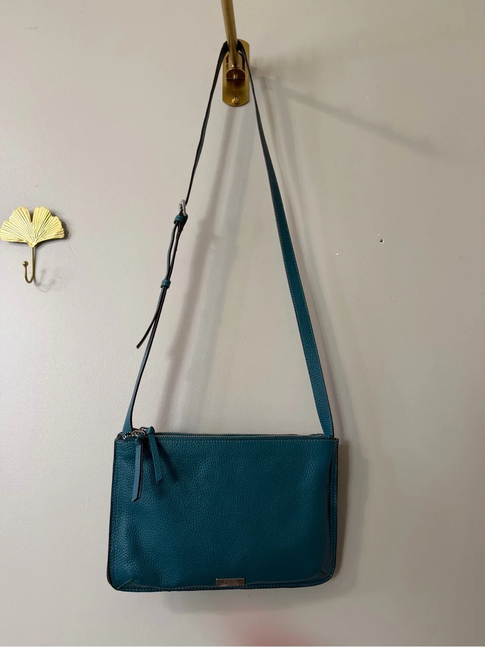Vince Camuto Teal Pebbled Leather Crossbody/Shoulder Bag